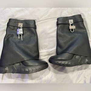 Givenchy Black Shark Lock Biker Boots